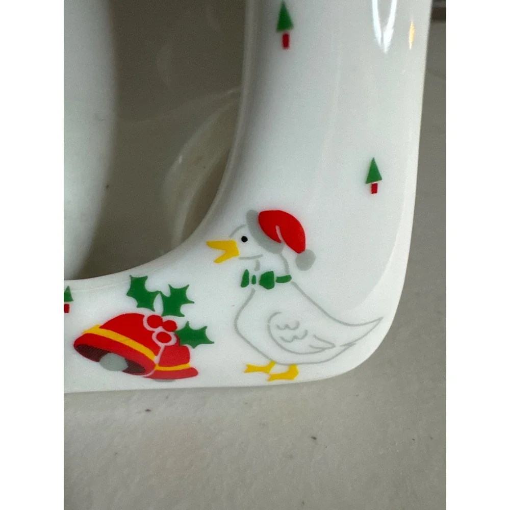 Vintage Christmas Ceramic Mini Picture Frame Geese Santa Hat Made Japan goose